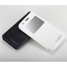 Cubot GT72 - PU Leather Flip Window View Stand Protective Phone Cover Case - White